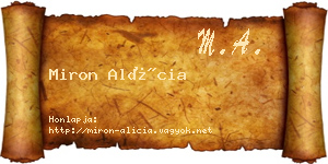 Miron Alícia névjegykártya